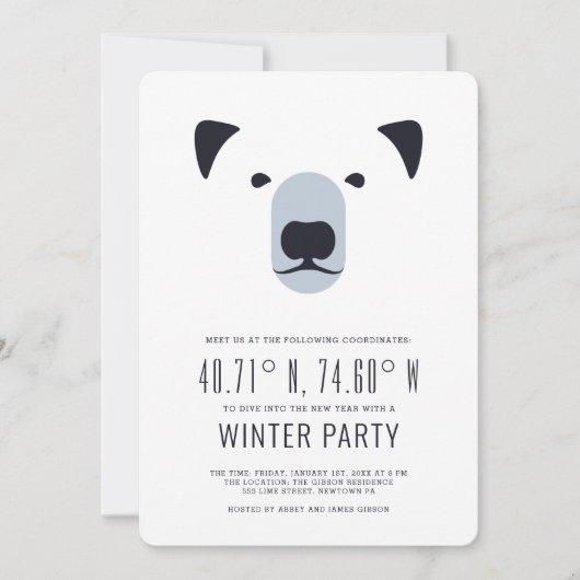 Winterpartij | uitnodiging voor polaire coördinate (Voorkant)