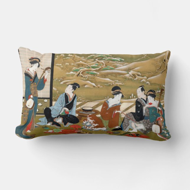 Winterpartij van Utagawa Toyoharu — japan Kussen (Voorkant)