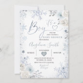 Winterpastblauw Snowflake Florence Baby shower in Kaart (Voorkant)