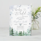 Winterpastblauw Snowflake Forest Baby shower Kaart (Staand voorkant)