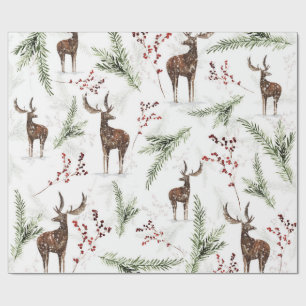 Winterpatroon Herten En Sparrennaalden Cadeaupapier