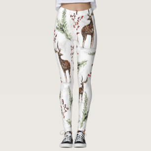 Winterpatroon Herten En Sparrennaalden Leggings