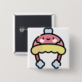 winterpet vierkante button 5,1 cm (Voorkant /achterkant)