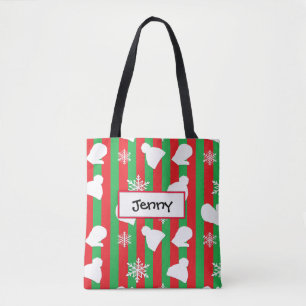 WinterPetten, kerstmis en witte sneeuwvlok Tote Bag