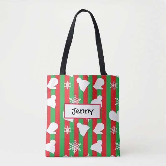 WinterPetten, kerstmis en witte sneeuwvlok Tote Bag (Voorkant)