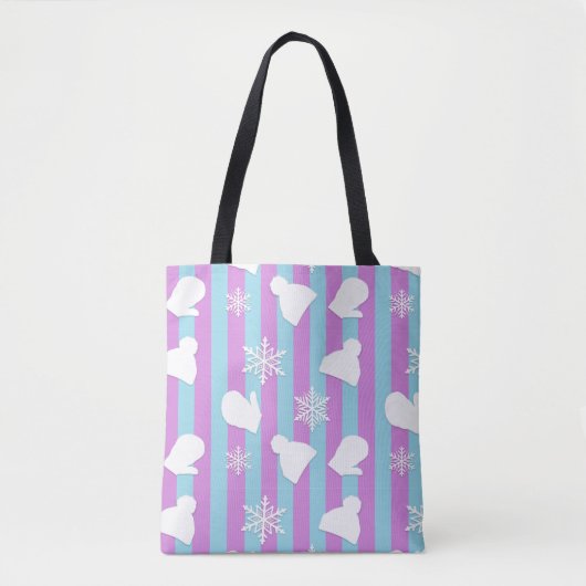 WinterPetten, kerstmis en witte sneeuwvlok Tote Bag (Voorkant)