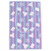 WinterPetten, kerstmis, witte sneeuwvlokken Medium Cadeauzakje (Voorkant)