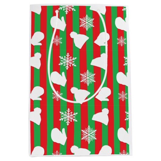 WinterPetten, kerstmis, witte sneeuwvlokken Medium Cadeauzakje (Voorkant)