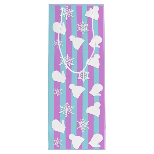 WinterPetten, kerstmis, witte sneeuwvlokken Wijn Cadeautas (Achterkant)