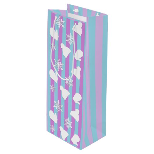 WinterPetten, kerstmis, witte sneeuwvlokken Wijn Cadeautas (Voorkant Gekanteld)