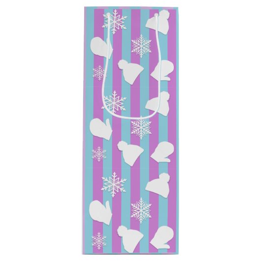 WinterPetten, kerstmis, witte sneeuwvlokken Wijn Cadeautas (Voorkant)