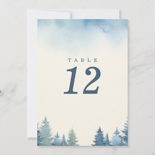  winterpijnbomen blauw tafelnummer (Achterkant)