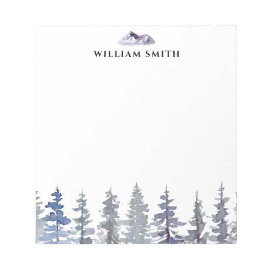Winterpijnbomen gepersonaliseerd notitieblok (Voorkant)