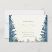  winterpijnbomen groen bruiloft RSVP Kaartje (Voorkant)