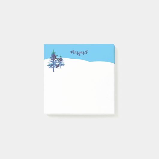 Winterpijnbomen met de hand geïllustreerde Waterve Post-it® Notes (Voorkant)