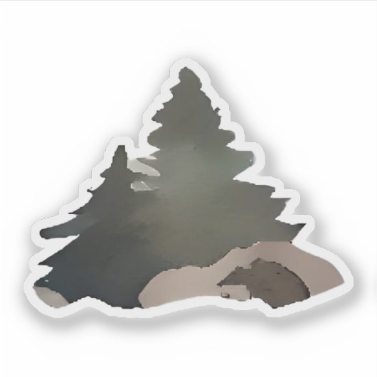 winterpijnbomen-silhouet sticker (Voorkant)