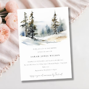 Winterpijnbomen Sneeuwlandschap Baby shower Kaart