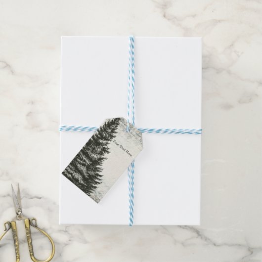  winterpijnboom rustieke houten bruiloft gunst cadeaulabel (Met Touw)