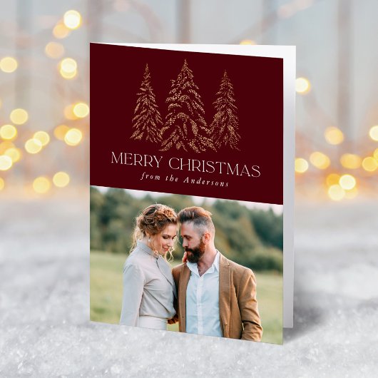 winterpine Bourgundy kerst Feestdagen Kaart