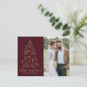 winterpine Bourgundy kerst Feestdagenkaart (Staand voorkant)