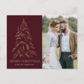 winterpine Bourgundy kerst Feestdagenkaart (Voorkant)