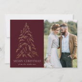 winterpine Bourgundy kerst Feestdagenkaart (Voorkant)