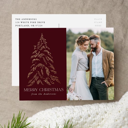 winterpine Bourgundy kerst Feestdagenkaart