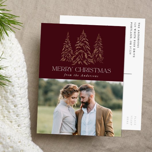 winterpine Bourgundy kerst Feestdagenkaart