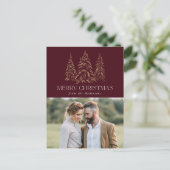 winterpine Bourgundy kerst Feestdagenkaart (Staand voorkant)
