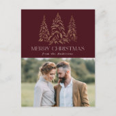 winterpine Bourgundy kerst Feestdagenkaart (Voorkant)