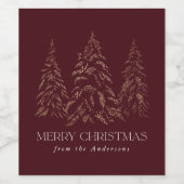 winterpine Bourgundy kerst Wijn Etiket (Enkel label)