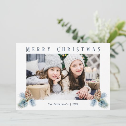 Winterpine Cones Feestdagenkaart (Staand voorkant)