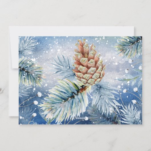 Winterpine Cones Feestdagenkaart (Achterkant)