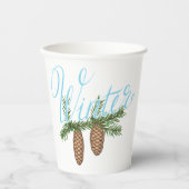 Winterpine Cones Papieren Bekers (Voorkant)