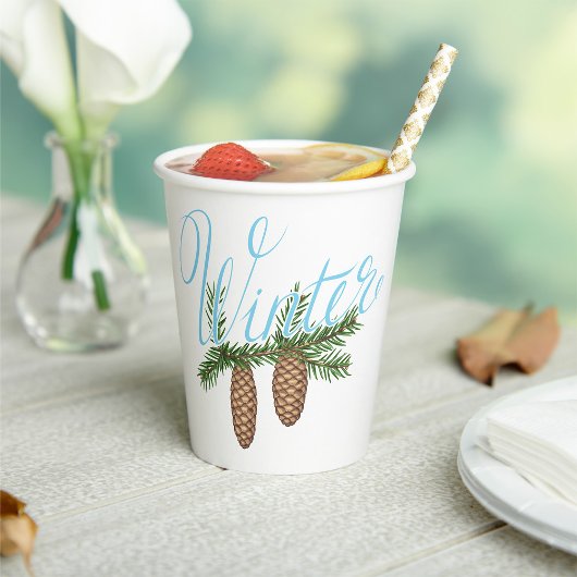 Winterpine Cones Papieren Bekers