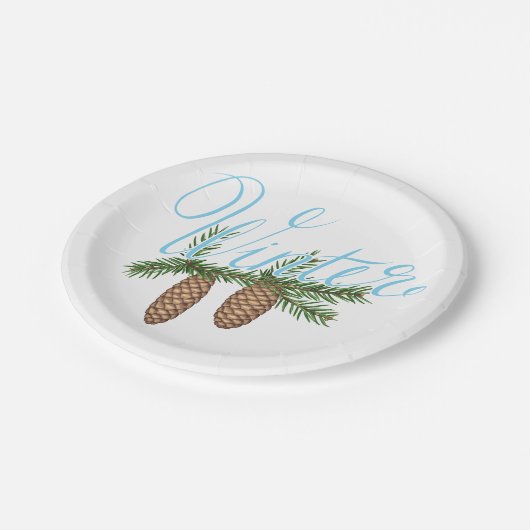 Winterpine Cones Papieren Bordje (Gekanteld)
