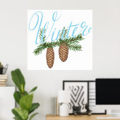 Winterpine Cones Poster (Thuiskantoor)