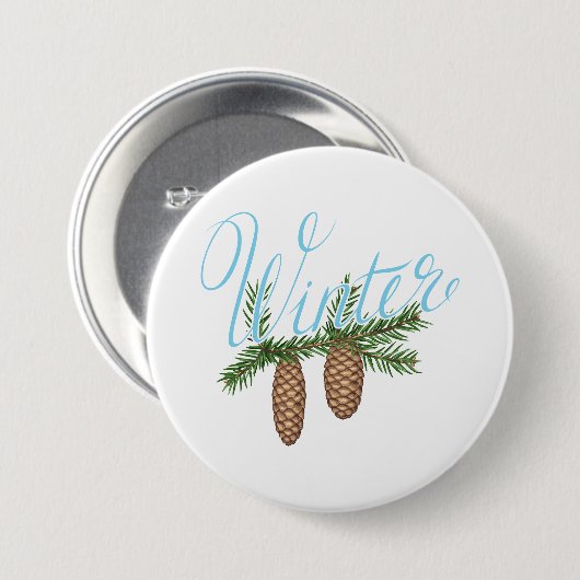 Winterpine Cones Ronde Button 7,6 Cm (Voorkant /achterkant)