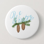 Winterpine Cones Ronde Button 7,6 Cm (Voorkant)