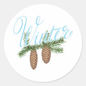 Winterpine Cones Ronde Sticker (Voorkant)