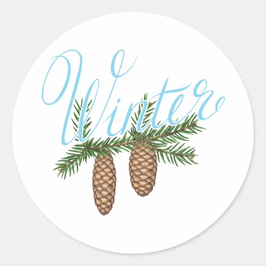 Winterpine Cones Ronde Sticker (Voorkant)