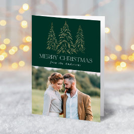 Winterpine Green Merry-kerstfoto Feestdagen Kaart