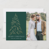 Winterpine Green Merry-kerstfoto Feestdagenkaart (Voorkant)