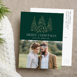 Winterpine Green Merry-kerstfoto Feestdagenkaart