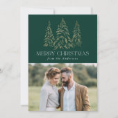 Winterpine Green Merry-kerstfoto Feestdagenkaart (Voorkant)
