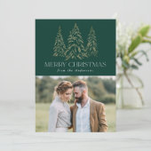 Winterpine Green Merry-kerstfoto Feestdagenkaart (Staand voorkant)