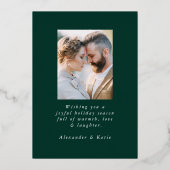 Winterpine groen en goud folie feestdagenkaart (Achterkant)