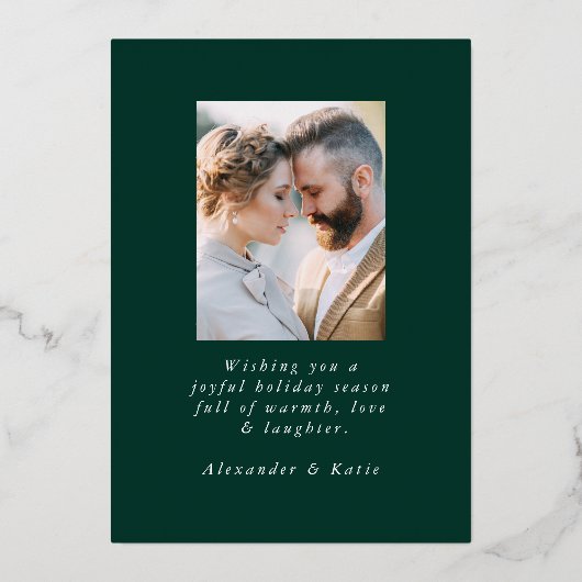 Winterpine groen en goud folie feestdagenkaart (Achterkant)