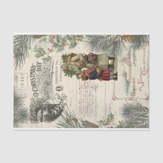  Winterpine kerstman Ephemera Tissuepapier (Voorkant)