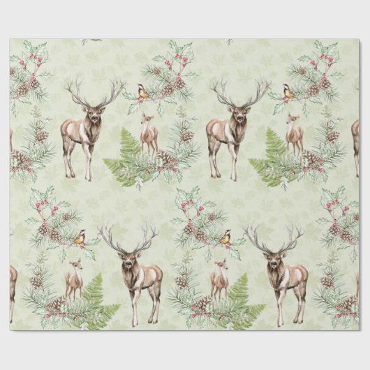 Winterpine - Kone Forest Animals Dea Birds Cadeaupapier (Vlak)